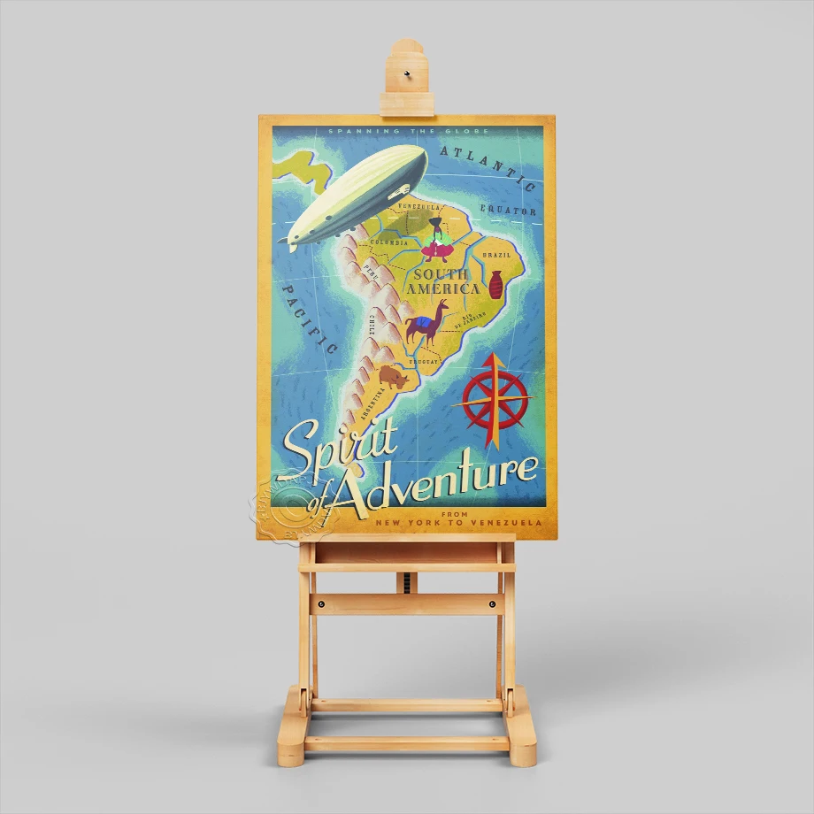 Винтажный постер для путешествий по всему миру от Airship Ретро Настенная картина