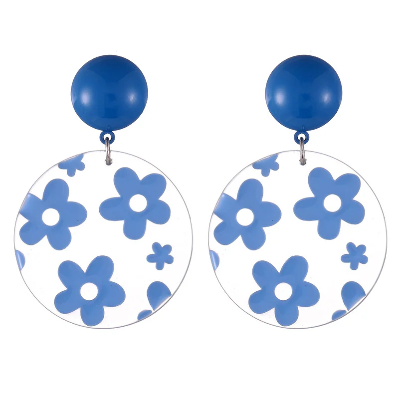 

Korea Fashion Transparent Acrylic Asymmetric Tulip Colorful Flower Big Earrings for Women Party Jewelry Gifts