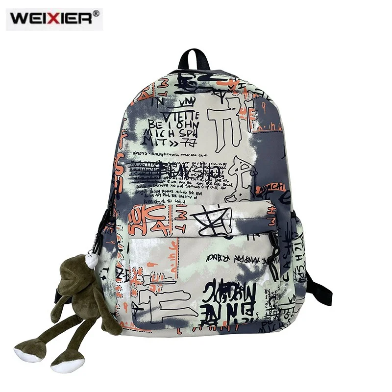 

Fashion Man's Women's Backpack Trendy Graffiti School Bag For Boys Girls Nylon Large-capacity Waterproof Student Travel Backbags