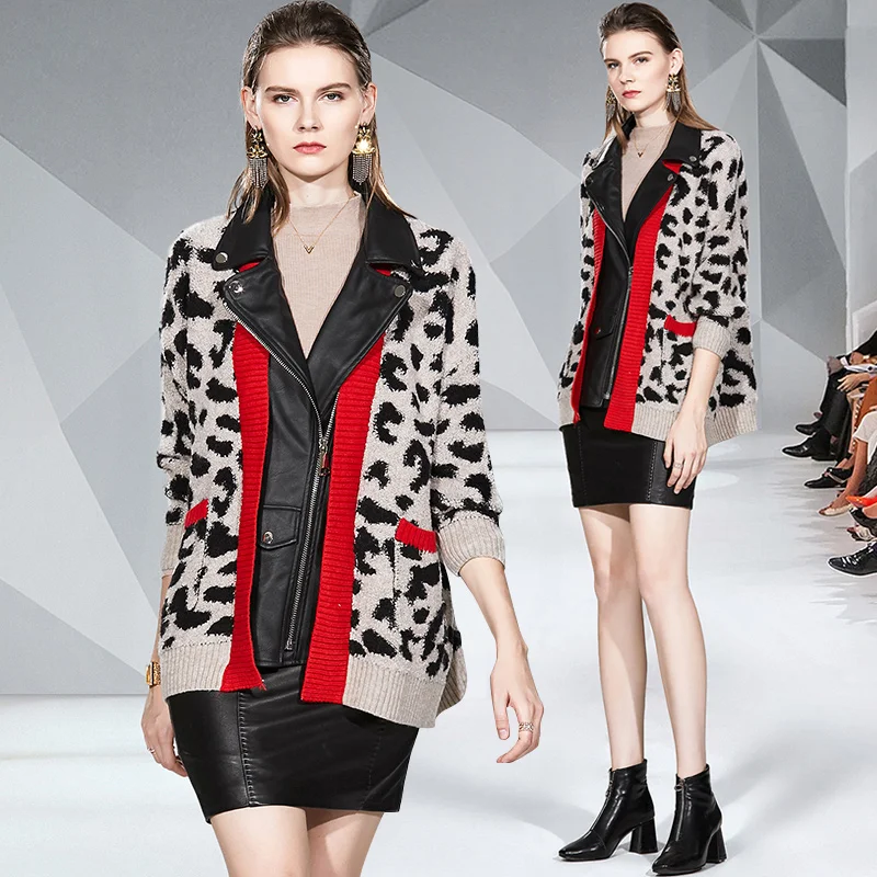 

2019 Winter Women Coats Zipper Loose Turn-down Collar Leopard Women Fur Jackets Office Lady Cotton Long Sleeve New Hot Jackets