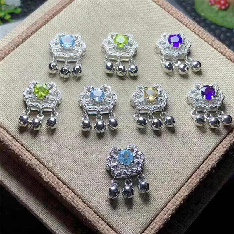 Фиолетовая Подвеска из натурального кристалла резной серебряный кулон Ruyi Lock