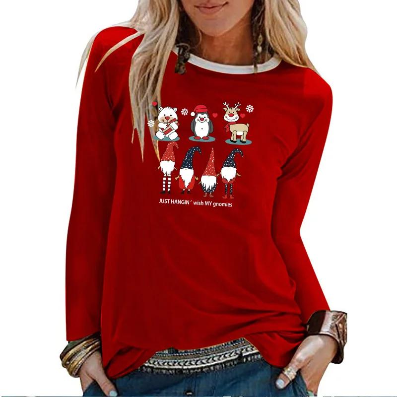 Женская футболка с длинным рукавом Merry Christmas простая пикантная хлопковая