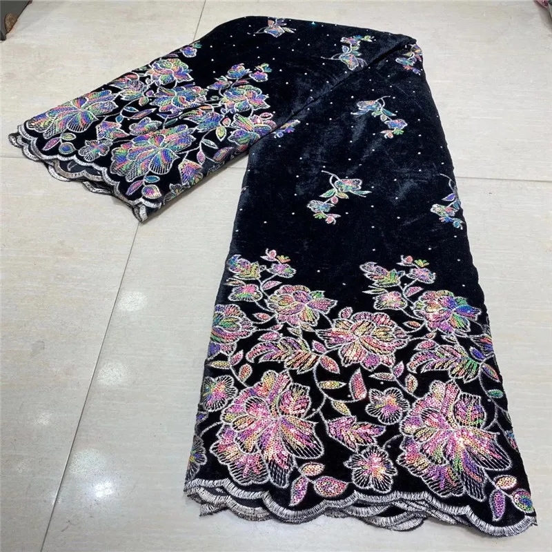 Кружевная ткань с блестками в африканском стиле 5 ярдов серебристая 2017 высокое