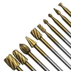 10 шт. титановый Dremel маршрутизатор для древесины вращающийся фрезерный роторный напильник для деревообработки резьбы резные ножи резец инструменты