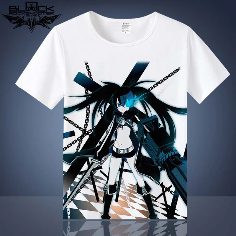 

Black Rock Shooter T-shirt Anime T Shirt Women cosplay Tops Men Tees