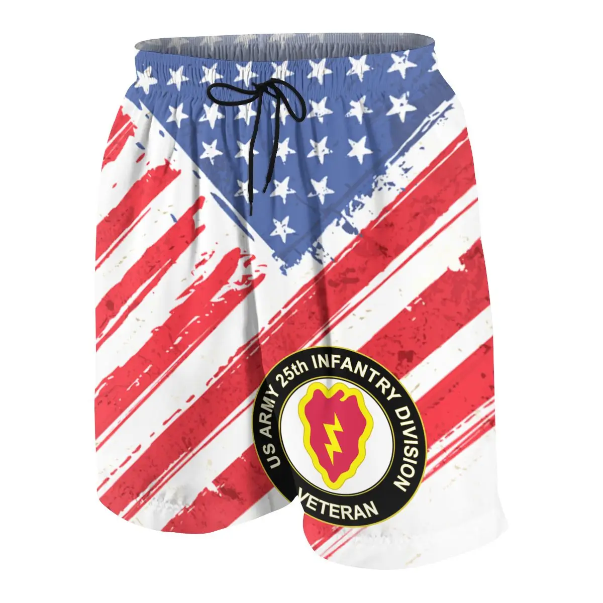 

US Army Veteran 25th Infantry Division Teenagers Comfortable Fashion Fitness Joggers Quick-dry Cool Short Sweatpants
