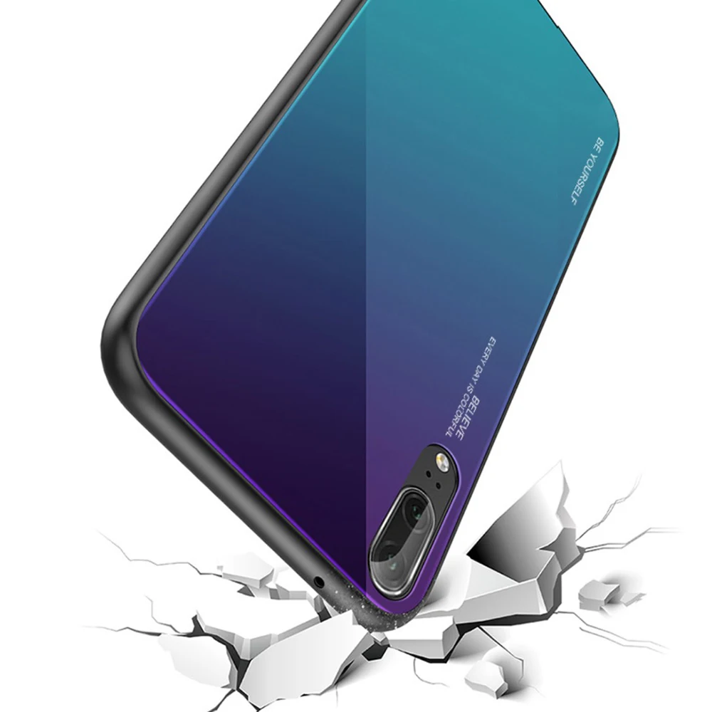 Градиентный чехол из закаленного стекла защитный для Huawei P10 20 30 Pro Lite Mate 10 pro Nova 3 4 5
