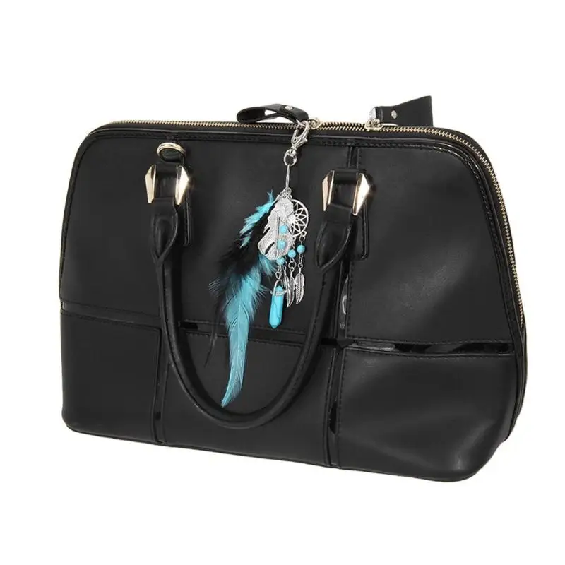 Натуральный бирюзовый брелок для ключей Ловец снов ретро перо Лист автомобиль