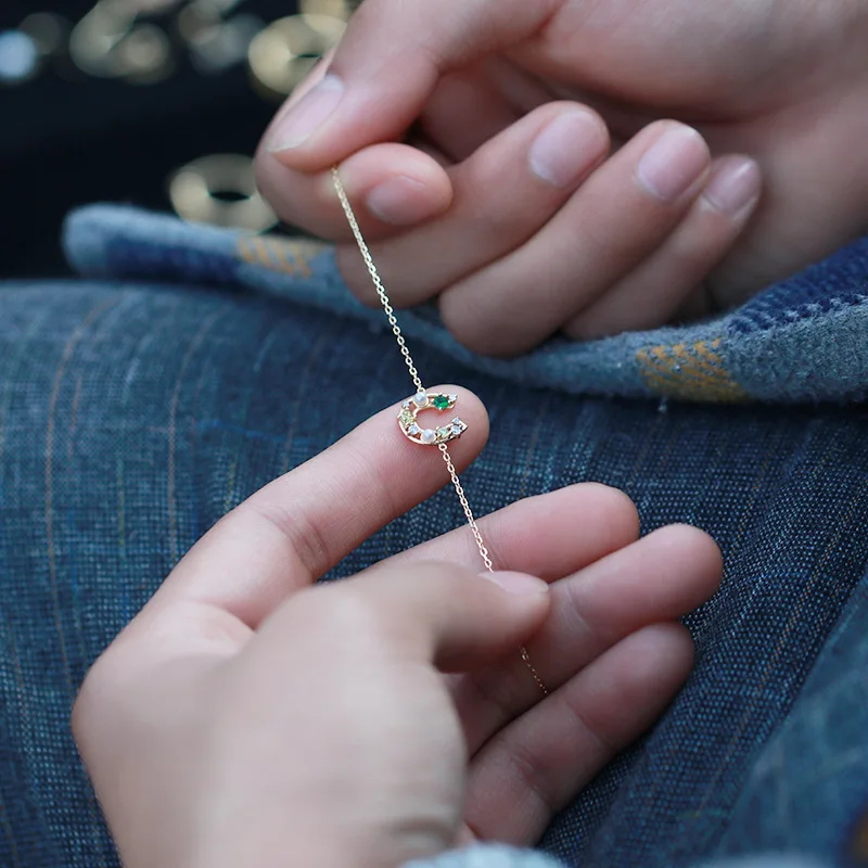 Стильный Простой браслет с подковой на удачу натуральный жемчуг U-образный