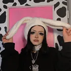 Осень-зима 2021, Женский костюм для косплея с кроличьими ушками, стильная шапка вечерние, плюшевый утолщенный Теплый головной убор с защитой ушей