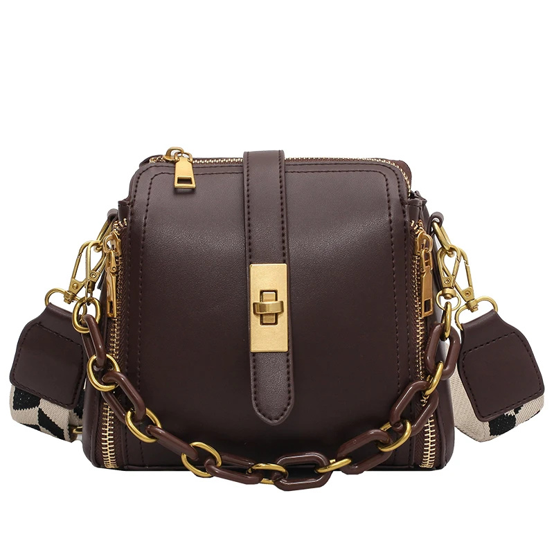 

Vintage PU Leather Shoulder Handbag 2021 Fashion Branded Chain Crossbody Bag Shoulder Hand Bag Women Trend Handbags and Purse