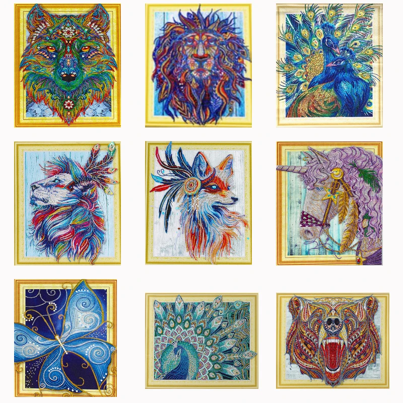 Meian Алмазная картина с животными кристаллы особой формы домашняя Рождественская