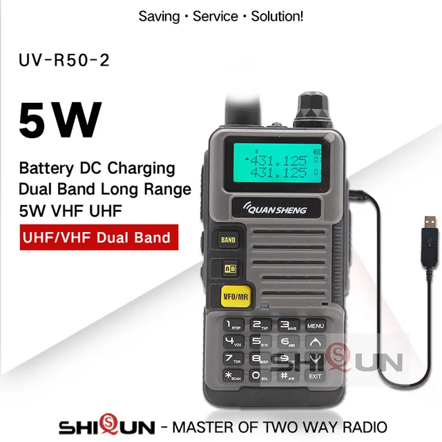 Walkie Talkie Ham Radio for Hunting UV-R50-2 Quansheng 5W Dual Band VHF UHF 136-174Mhz/400-520Mhz 2
