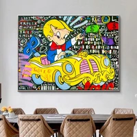 street pop art driving the car poster and canvas print painting graffiti art cartoon for room home one piece wall decoration