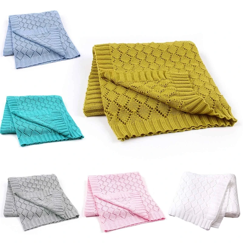 

Knitted Hollow Soft Baby Blankets Newborn Bebes Swaddle Wrap Infant Kids Stroller Basket Bed Blankets Sleeping Covers