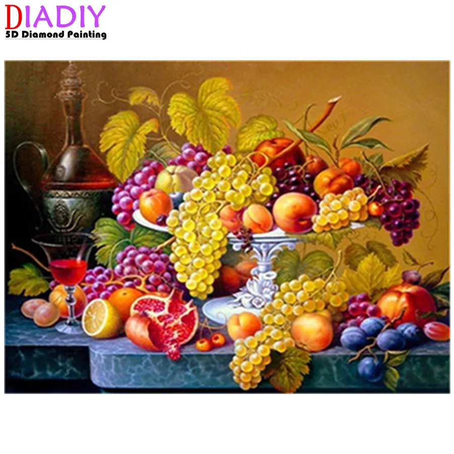 

5D алмазная живопись, фрукты, вышивка крестиком, мозаика, алмазная вышивка, полноразмерная картина стразы, кухня, домашний декор
