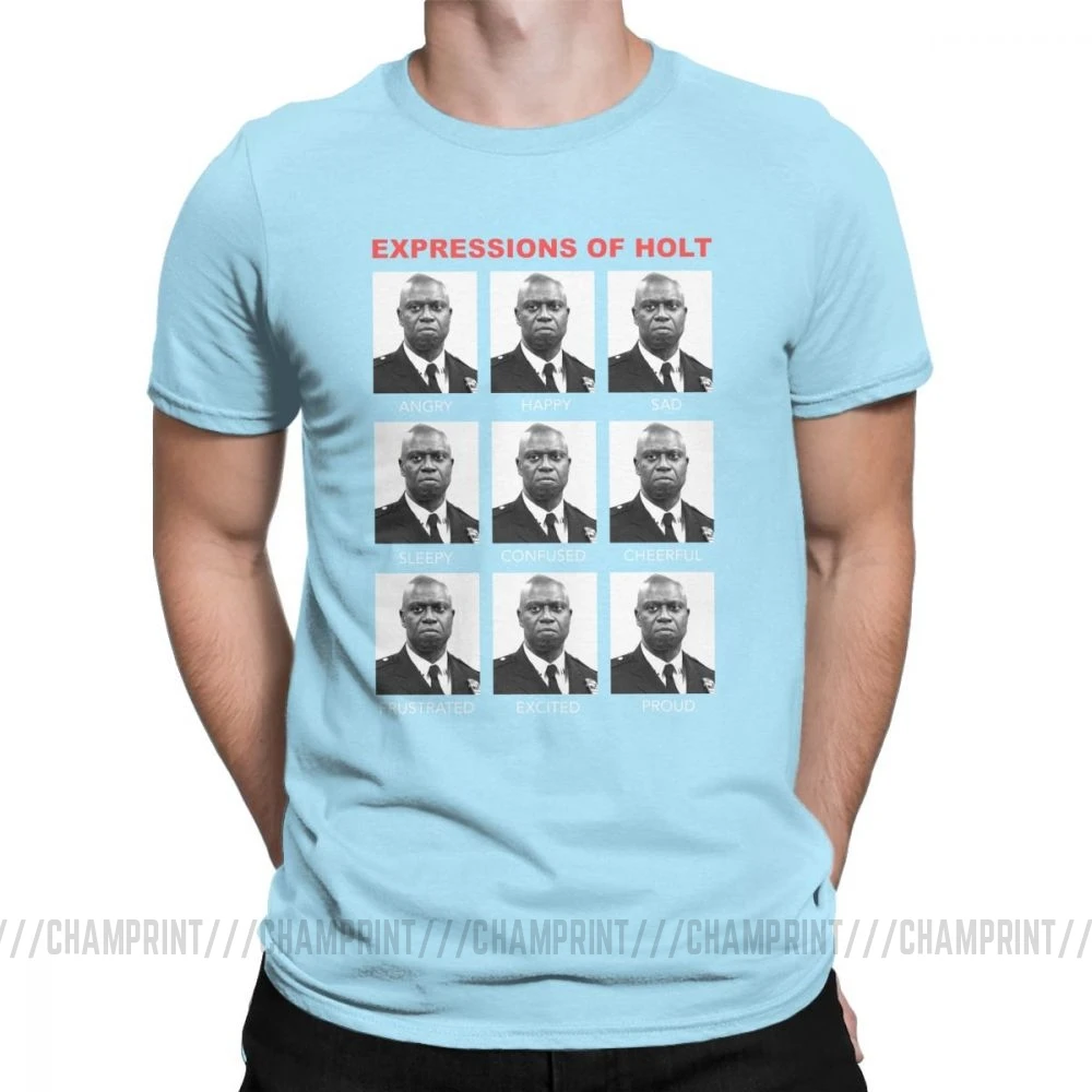 Небесно-голубой Expressions Of Holt повседневные мужские футболки Бруклин девять Бруклин 99 одежда с коротким рукавом классические футболки хлопковая Футболка с круглым вырезом - Цвет: Небесно-голубой