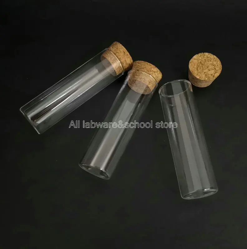20 шт./лот стекло 30x100 мм прозрачная плоская стеклянная пробирка с пробковой