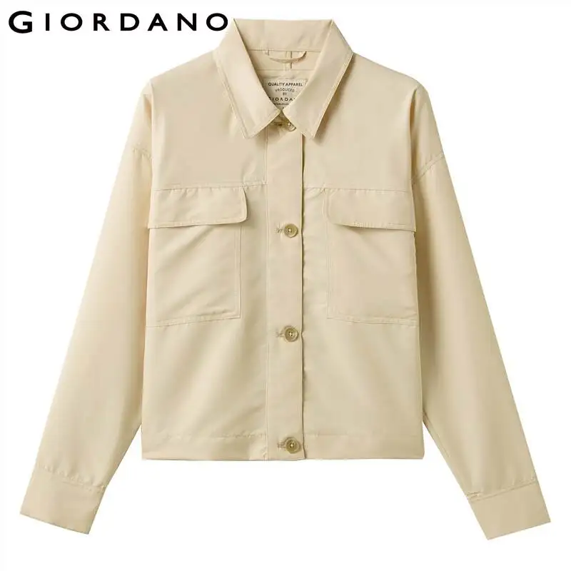 Куртка Giordano Женская Легкая однотонная с отложным воротником Прочная