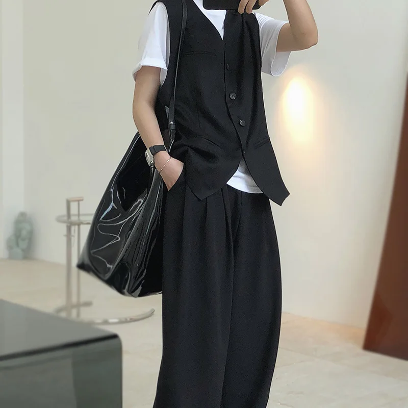 Лето 2020 японские стильные шелковые пятнистые жилеты без рукавов женские костюмы