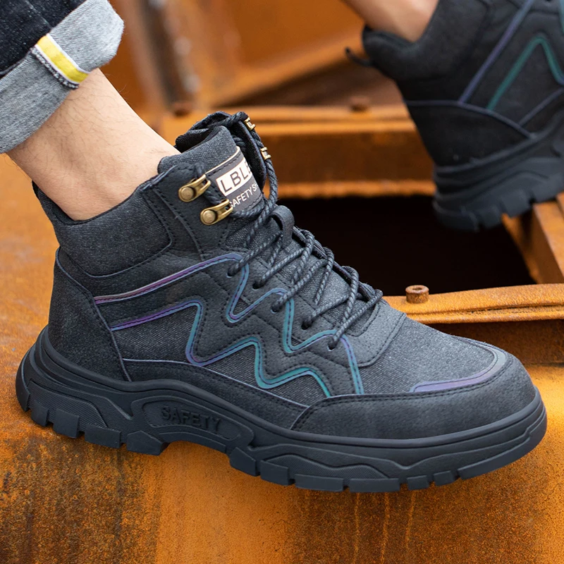 New Work Boots Safety Steel Toe Shoes Men Protective Shoes Work Sneakers Anti-smash Anti-puncture Safety Shoes Hiking Boots