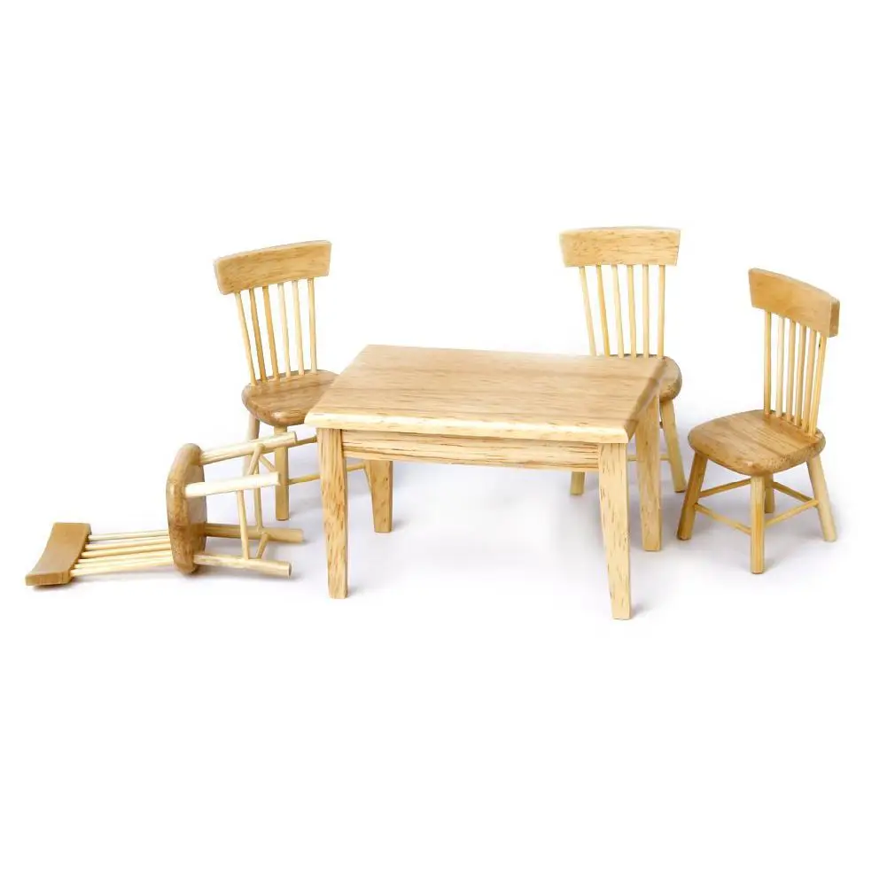 5 шт./компл. миниатюрный обеденный стол стул мини деревянная мебель набор