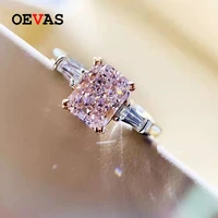 oevas 100 925 sterling silver 2 carats pink high carbon diamond rings for women sparkling wedding party bridal fine jewelry