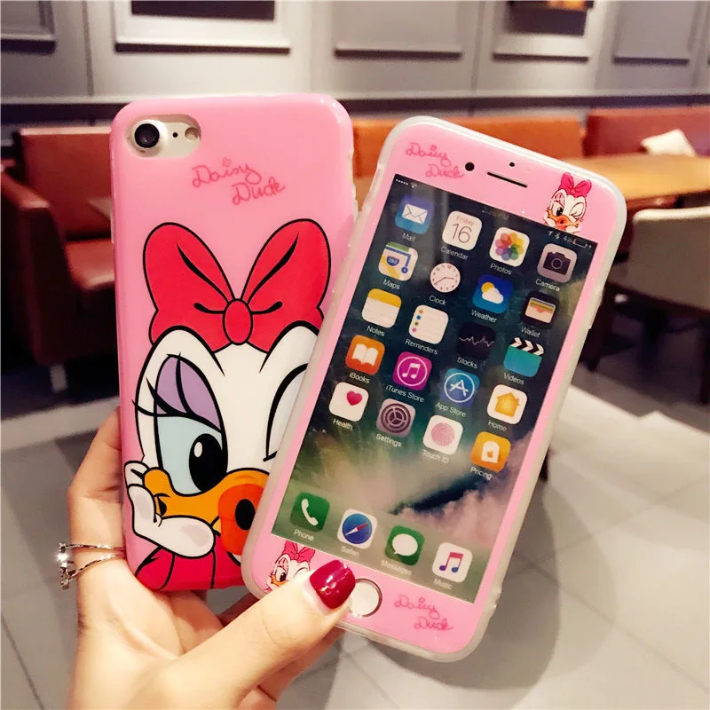 Mouse Women Phone Case + Glass for IPhone X XS Max 8 7 6 6S Plus 10 Cartoon Carcasa Funda Capa Cover 7plus 8plus Accessories |