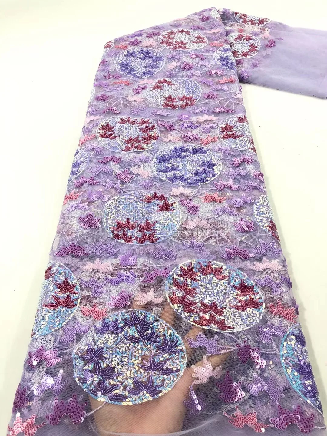 

Luxury Sequin African Lace Fabric 2021 High Quality Rope Embroidery French Net Nigerian Lace Tailoring Material 5 Yards