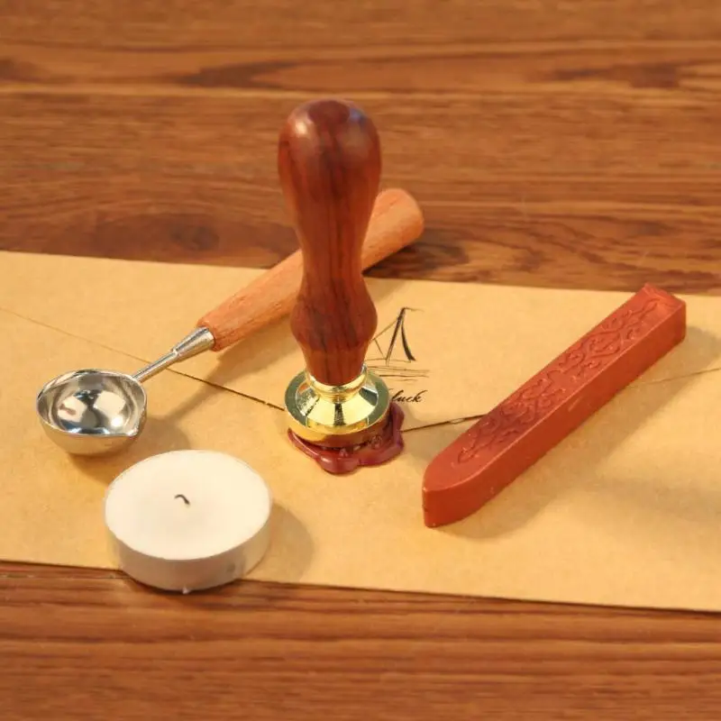 Штамп с деревянной ручкой в подарочной коробке штамп восковым узором античном