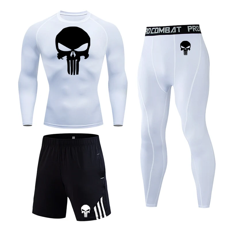 Мужской спортивный костюм с длинным рукавом черная футболка черепом спортивные