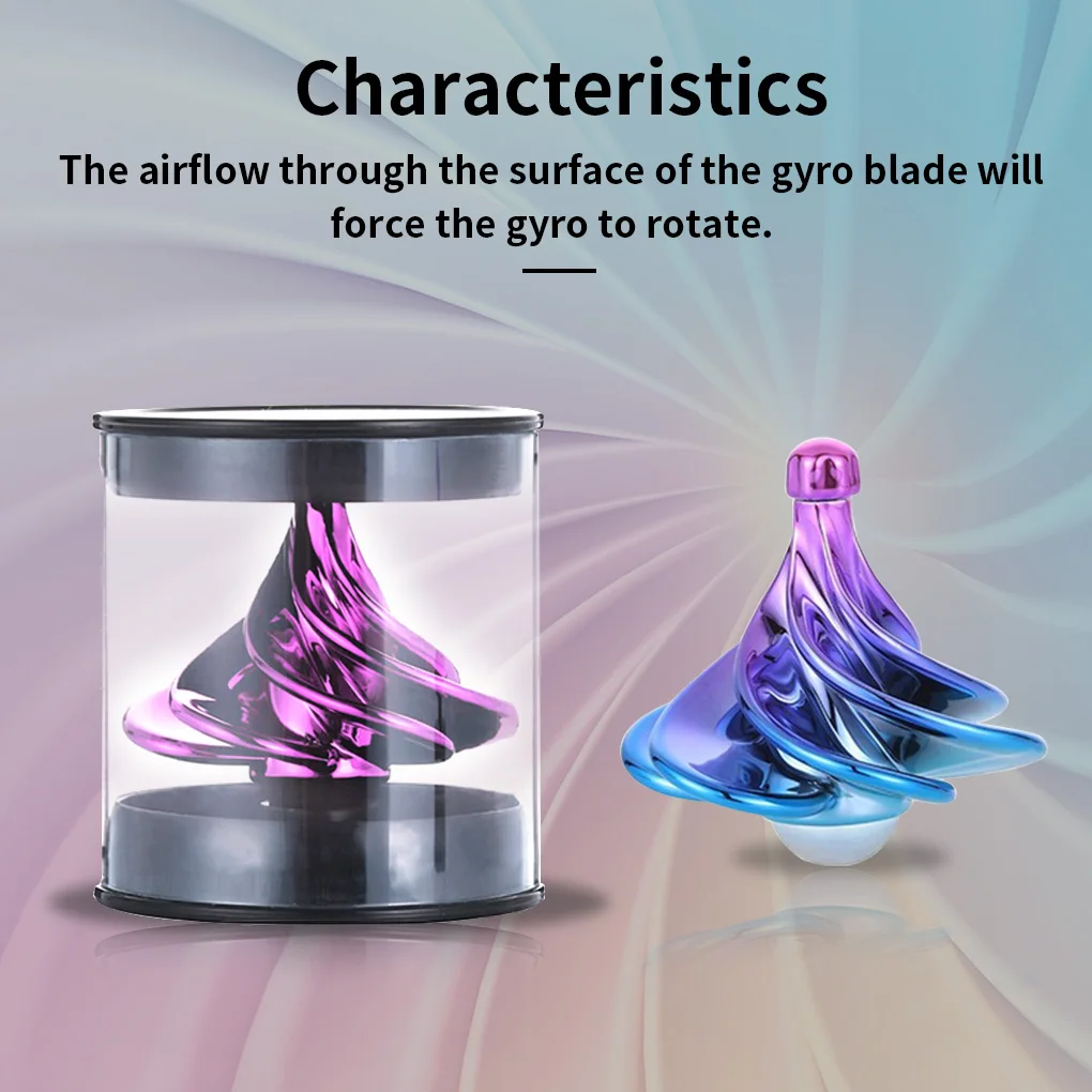 

2pcs Pneumatic Gyro Decompression Toy Gyro Colorful Wind Blowing Gyro Pneumatic Spinning Top Adults Stress Anxiety Relief Toys