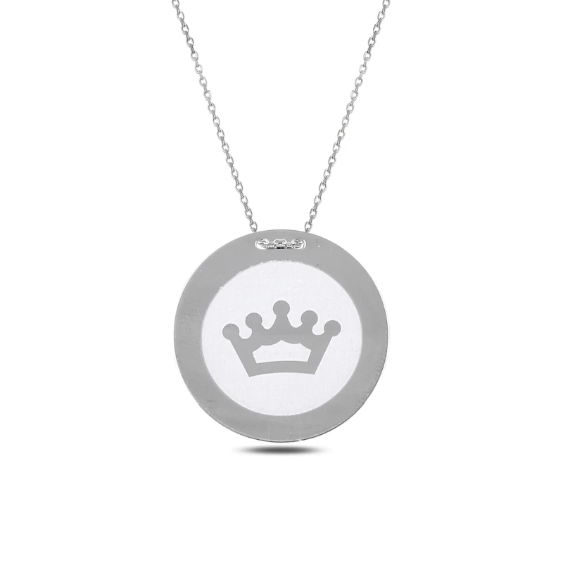 

Серебряная корона Silverlina, лазерное ожерелье с круглой пластиной