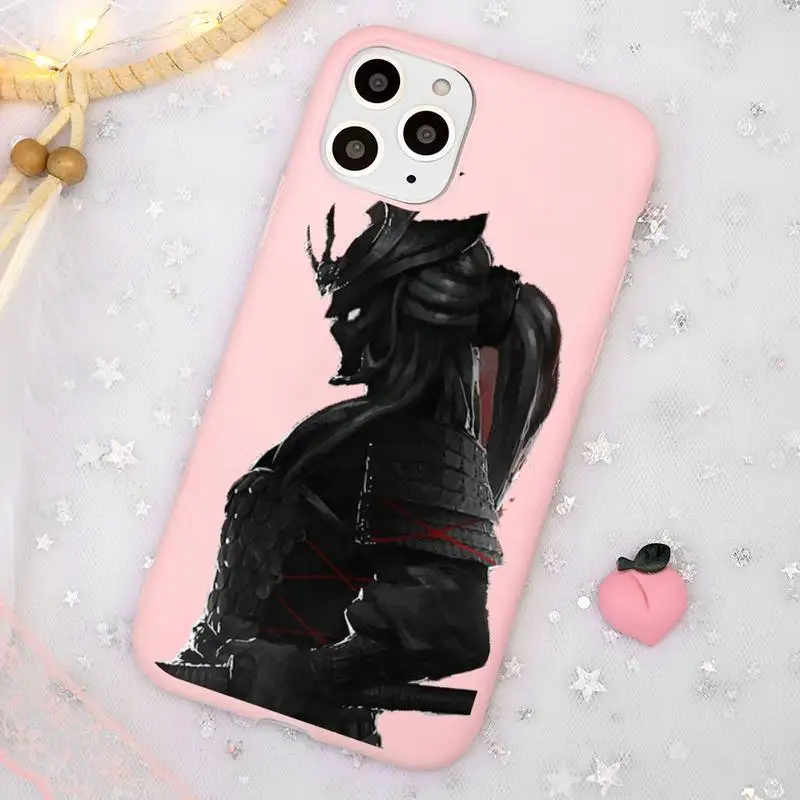 

Japanese samurai oni mask Phone Case Candy Color Pink for iPhone 11 pro XS MAX 8 7 6 6S Plus X 5S SE 2020 XR