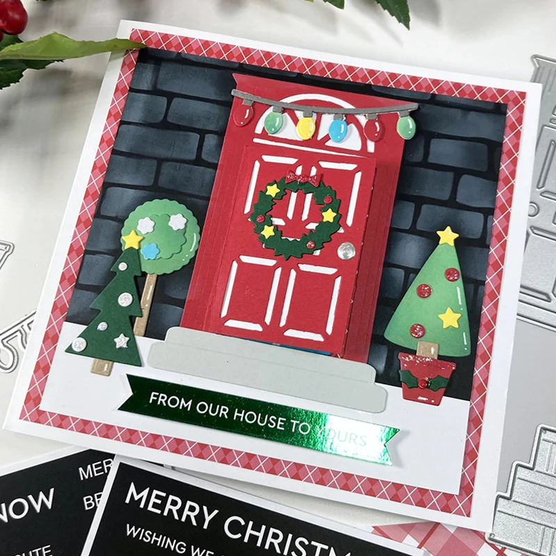 

Рождественские трафареты Panalisacraft для вырезания двери, трафареты для скрапбукинга «сделай сам», декоративные тисненые бумажные открытки дл...