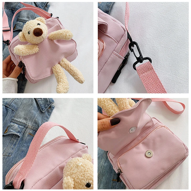 

New Cute Cartoon Bear Children Shoulder Bag Fashion Mini Girl Wallet Student One Shoulder Coin Purse Casual Messenger Bag