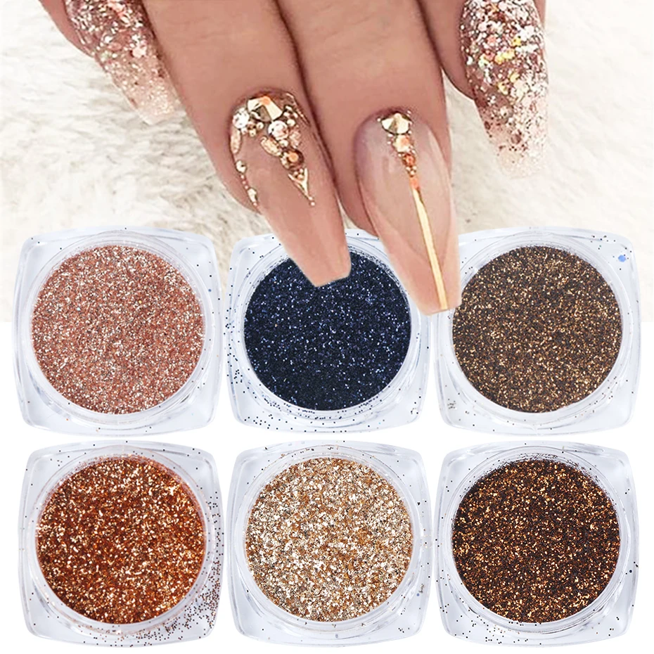 6 шт. розовые золотые блестки для дизайна ногтей LE1539|Блестки ногтей| |