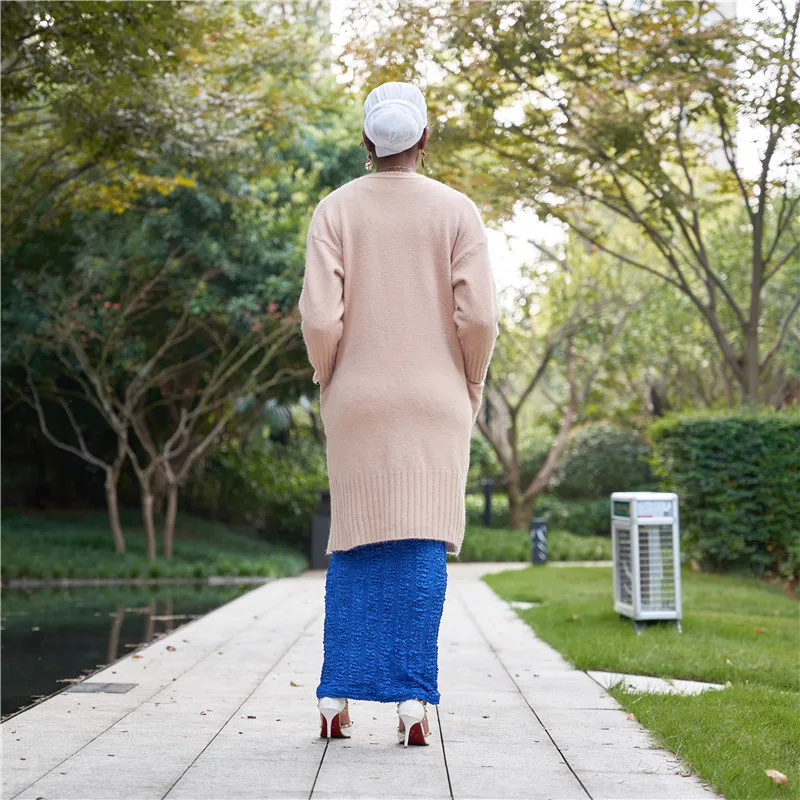 

Muslim Outwear Kimono Open Abaya Knitted Cardigan Long Robe Ramadan Arab Islamic Clothing Abayas For Women Dubai Autumn Winter