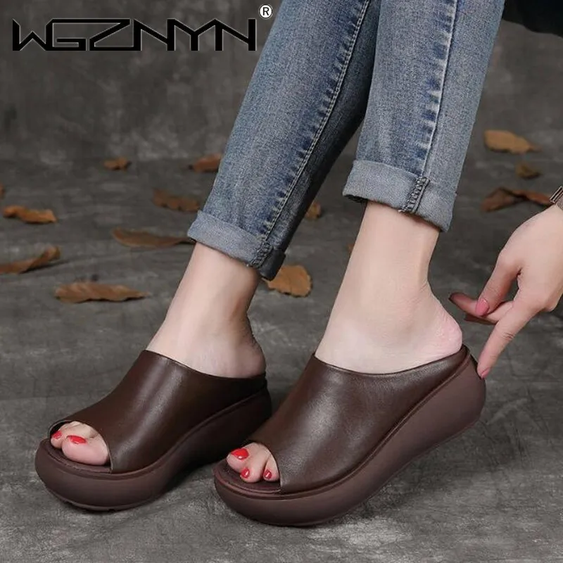 

Home Women Thick Bottom Slippers Platform Chunky Heel Living Room Bathroom Slides Non Slip Trend Designer Shoes Ladies Female
