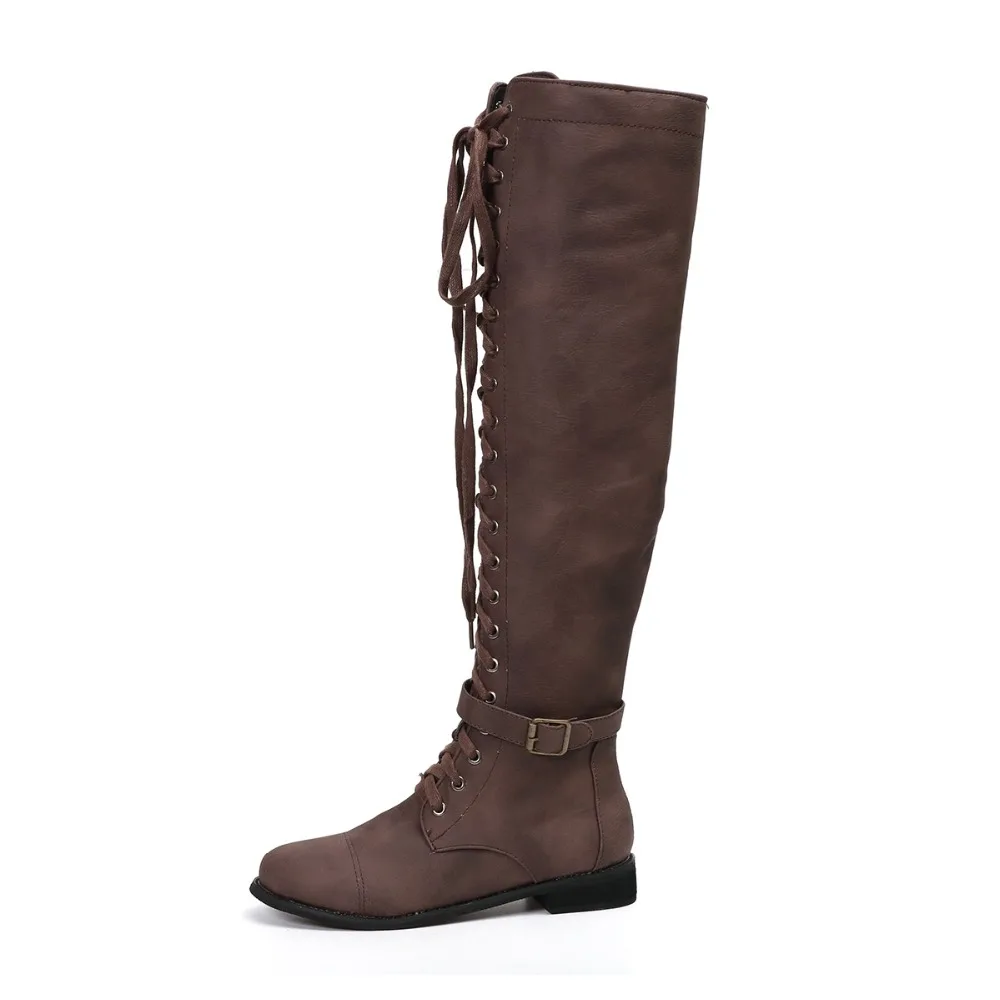 Zapatos mujer/зимние сапоги до колена; женские сапоги для верховой езды из искусственной кожи на среднем каблуке; женская Винтажная обувь с пряжкой и бахромой; chaussures femme