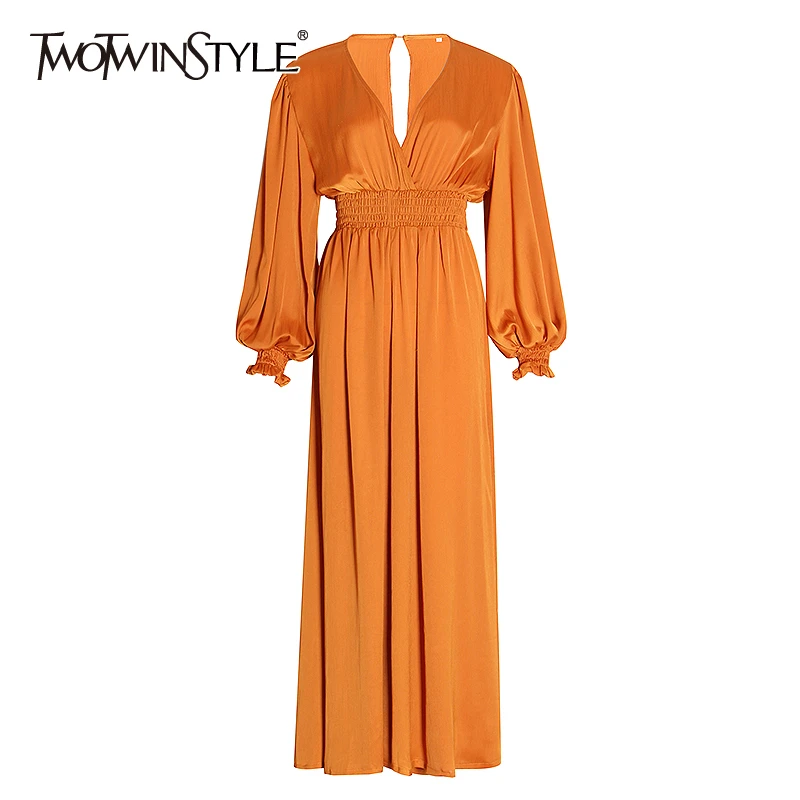 Женский винтажный комбинезон TWOTWINSTYLE Свободный с рюшами V образным вырезом