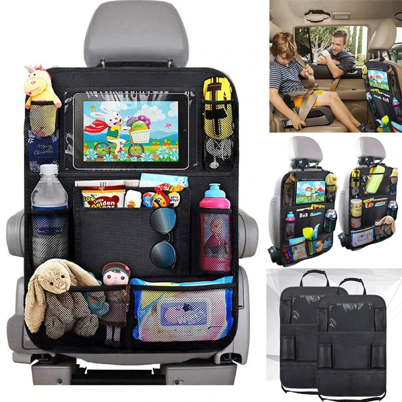 1pc 2pcs car seat back organizer 9 storage pockets with touch screen tablet holder protector for kids children car accessories free global shipping