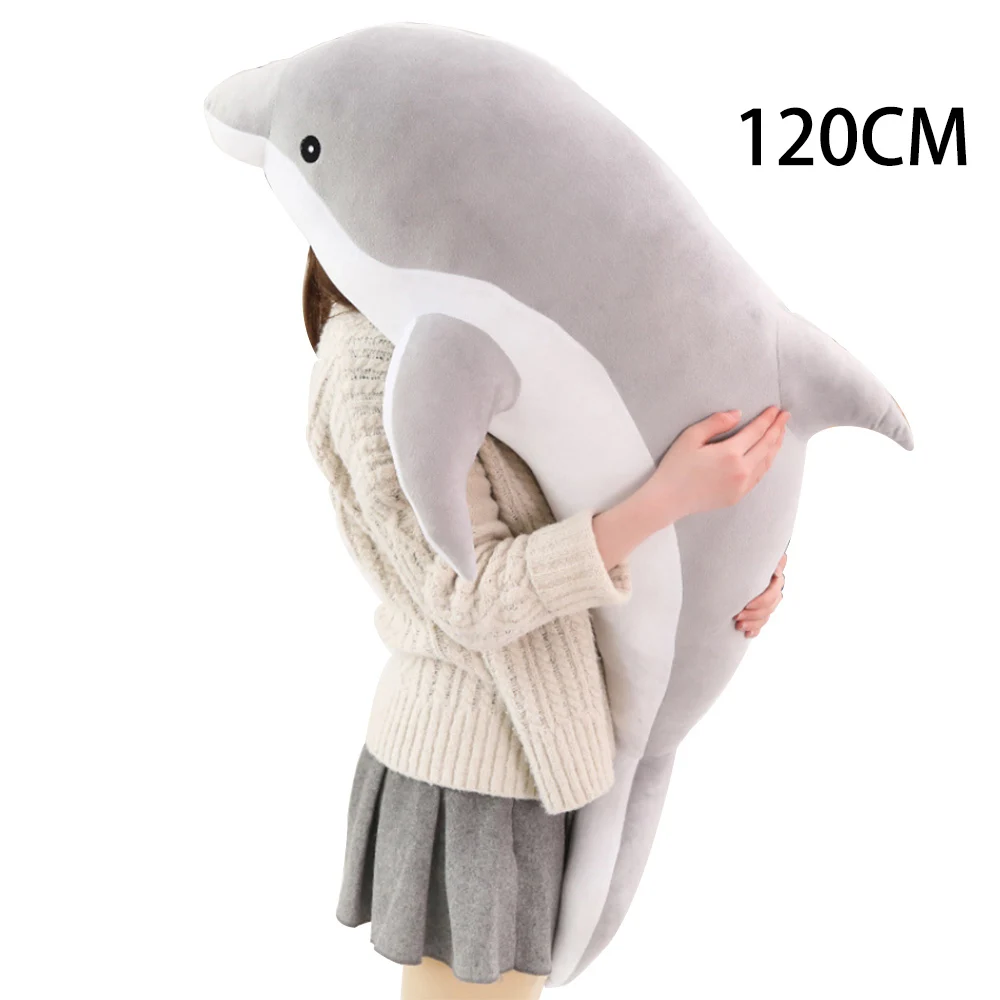 Grey 120CM Плюшевые игрушки для девочек детские Kawaii мягкие чучело дельфина куклы Животные ворс Подушка креативные детские игрушки Рождественский подарок - Цвет: Grey 120CM