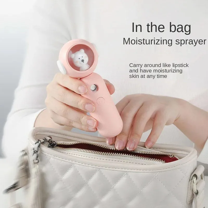 

USB Cute Bear Humidifier Portable Female Makeup Water Replenishment Instrument Handheld USB Women Perfume Alcohol Nano Sprayer