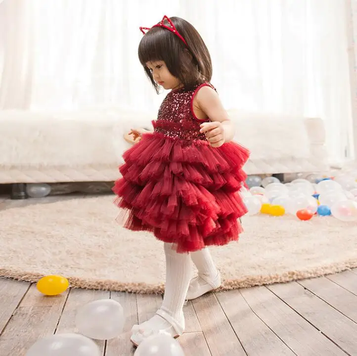 Красное Кружевное Платье для крещения новорожденных одежда вечеринки на день