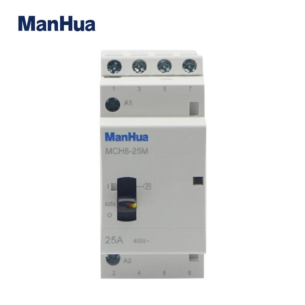 ManHua MCH8-25M 4P 25A 220V/230V 50/60HZ din-рейка бытовой ac модульный контактор с ручным