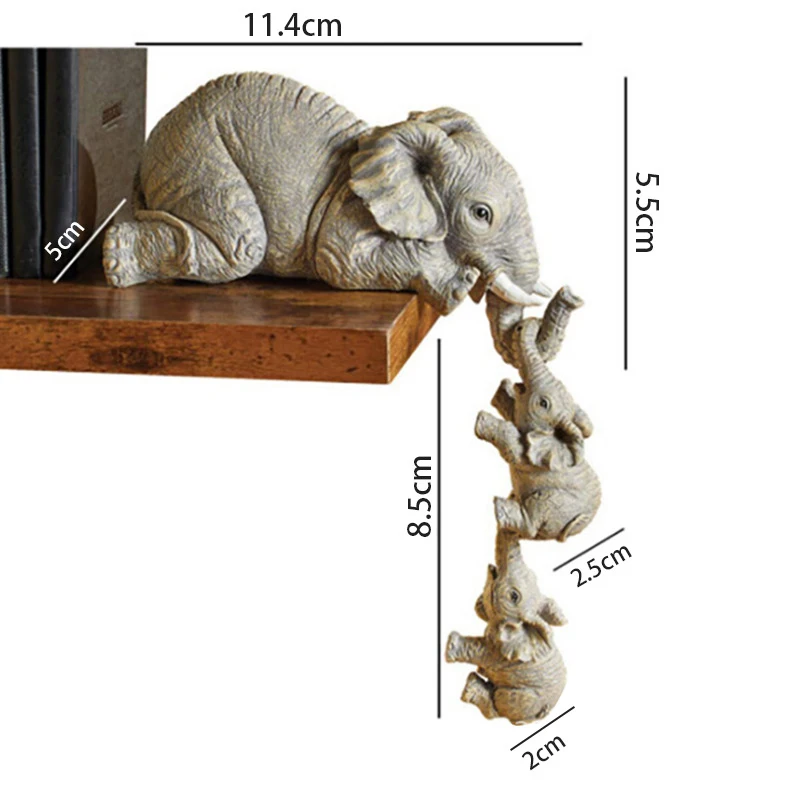 

3pcs Elephant Sitter Hand-Painted Resin Figurines Mother And Two Babies Hanging