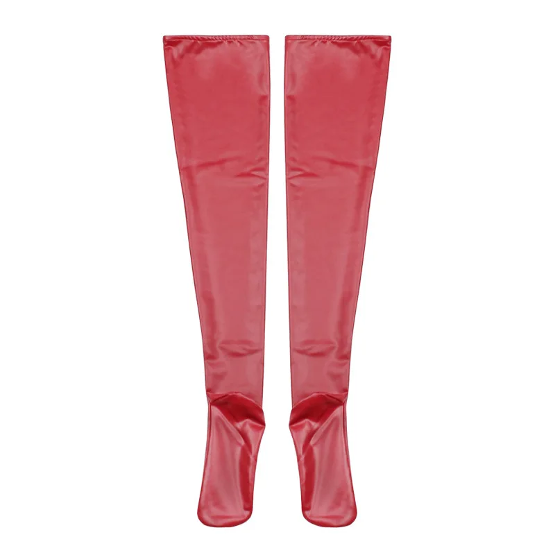 

Plus Size Thigh High Sexy Stocking Black Oil Wetlook Stockings Leather Latex Medias Haute Above Knee Chaussette Hose Thighhighs
