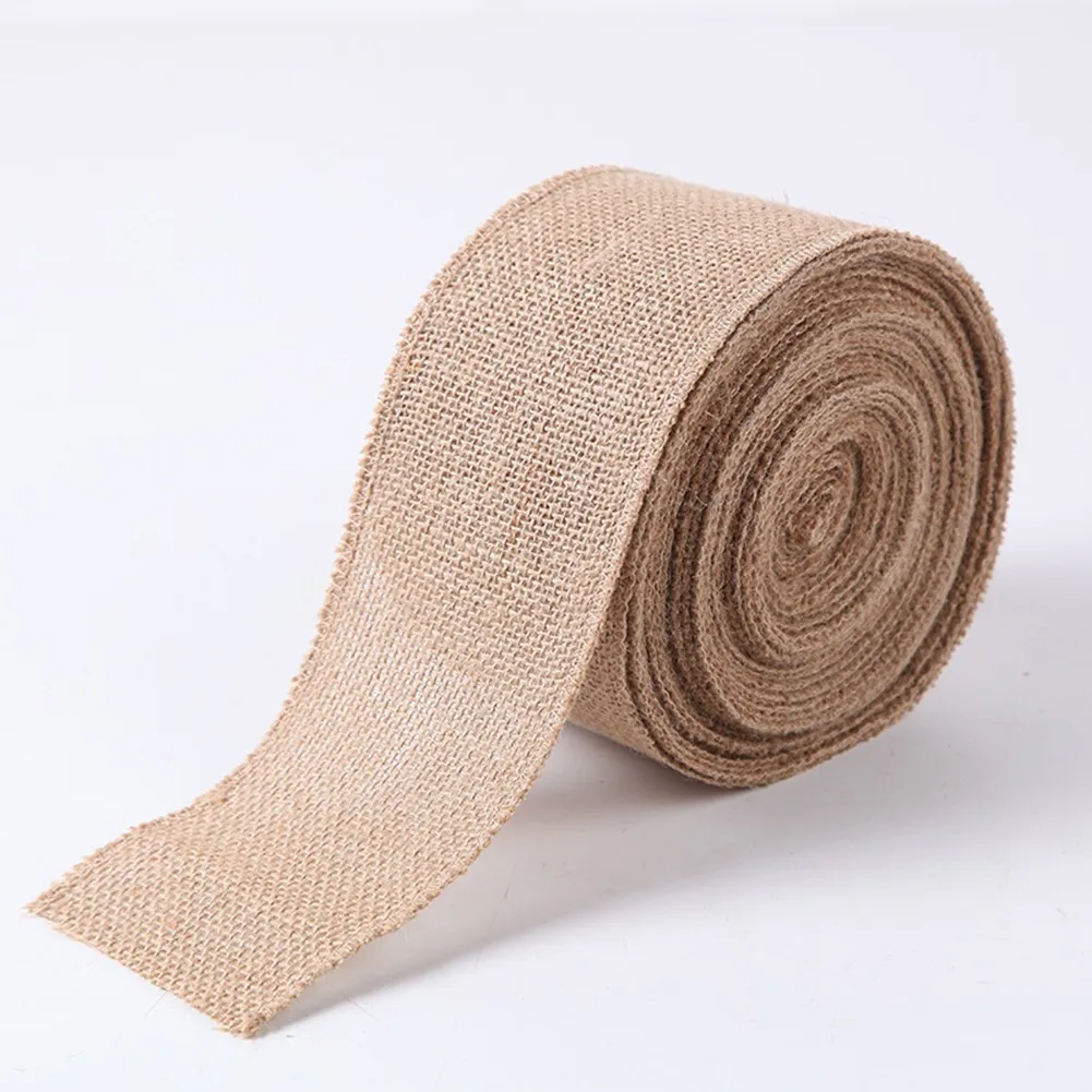

10M Natural Burlap Ribbon Fabric DIY Wedding Decor Jute Hemp Sewing Craft Birthday Party Christmas Accessories
