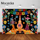 Mocsicka День мертвых фон мексиканский Сахар Череп Цветы фото фон День мертвых платье украшение Вечерние